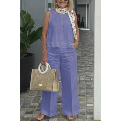 Yasmin - Casual two-piece solid color set