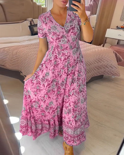 Mila - Floral print dress with V-neckline