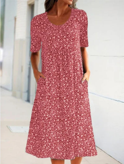 Alexandra - Floral Print Crew Neck Dress