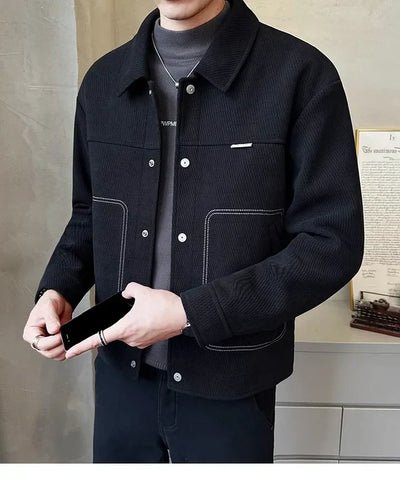 Men's Casual Polo Collar Jacket - Thick and Fashionable Coat for All Occasions