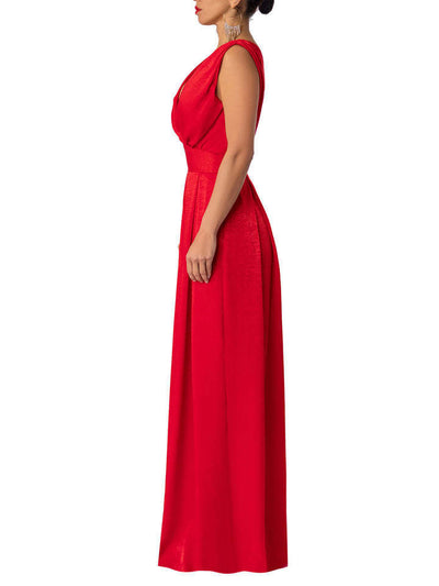 Elegant women's sleeveless V-neck jumpsuit with wide-legged trousers