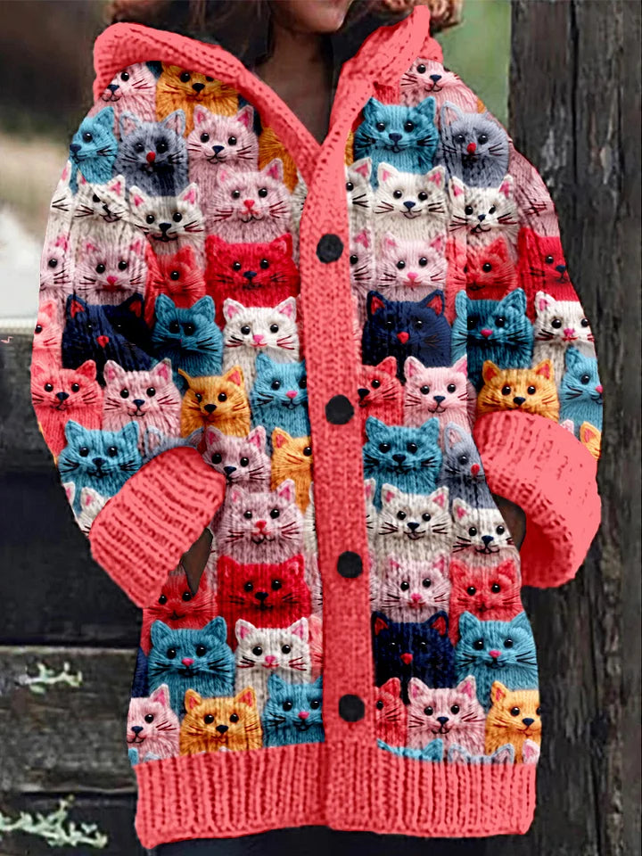 Doortje - Autumn jacket with hood and cat print