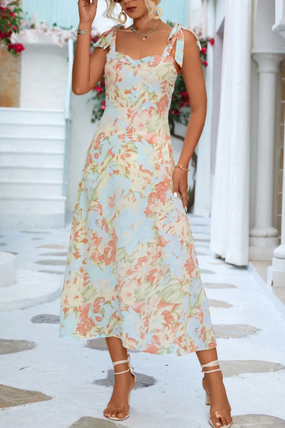 Berta - Strapless midi dress with floral print