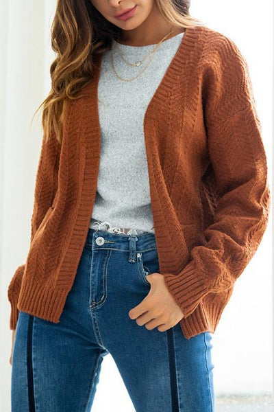 Casual Knit Cardigan - Lightweight Fabric, Loose Fit, Long Sleeve for Everyday Wear