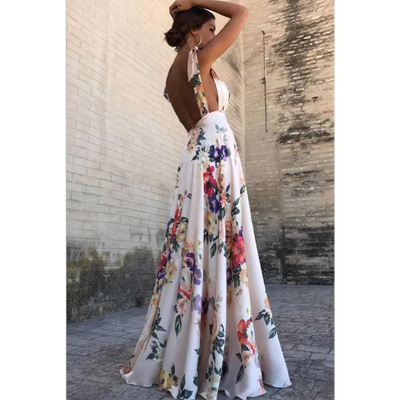 Amalie - Elegant Sleeveless Floral Strapless Dress
