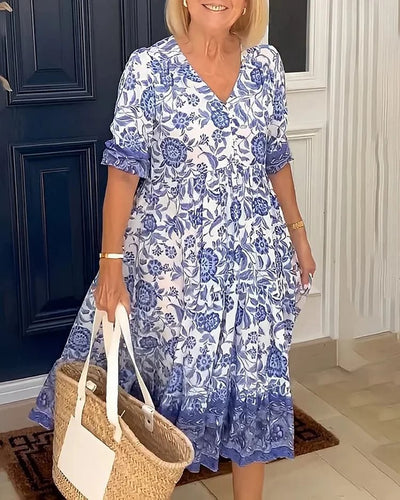 Malena - Floral print dress with V-neckline
