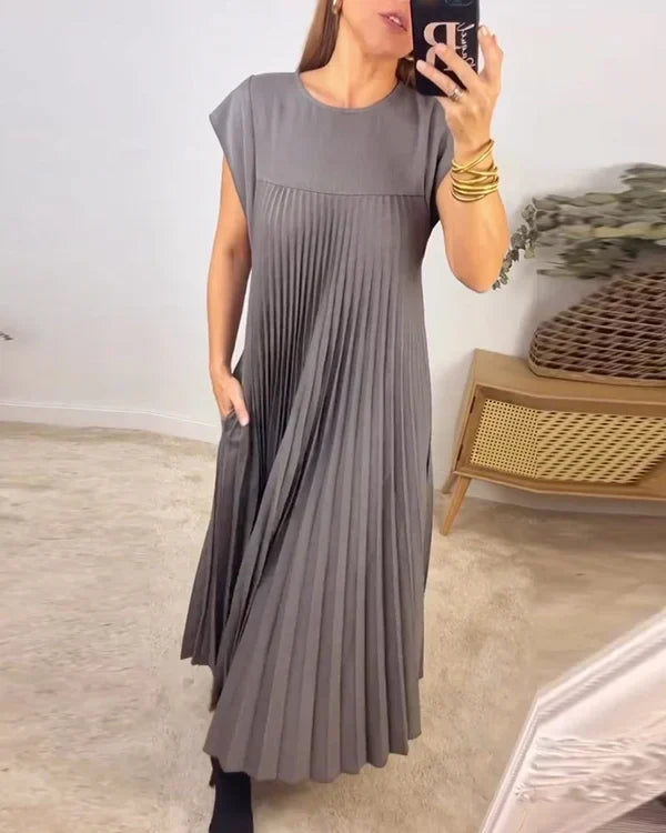 Linda - Women's Simple Solid Color Pleated Dress