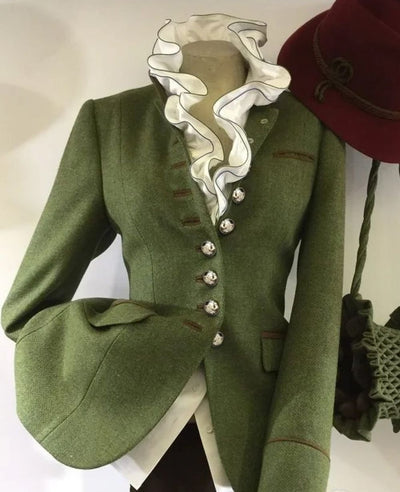 Women's Long Sleeve Panelled Green Blend Jacket