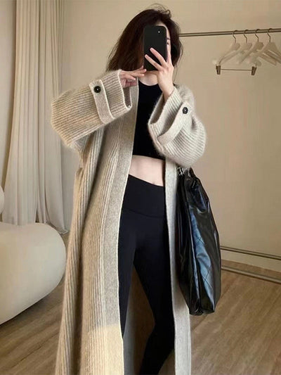 Long-Sleeved V-Neck Knit Cardigan for an Urban Style