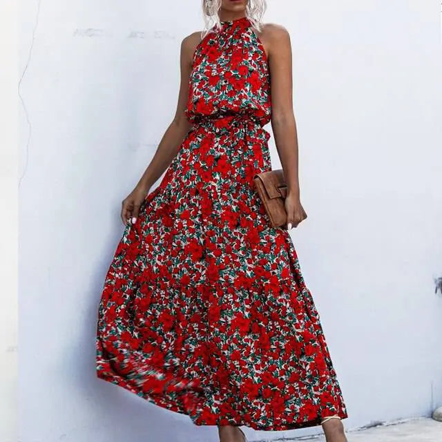 Brenda - Sleeveless round neck printed dress