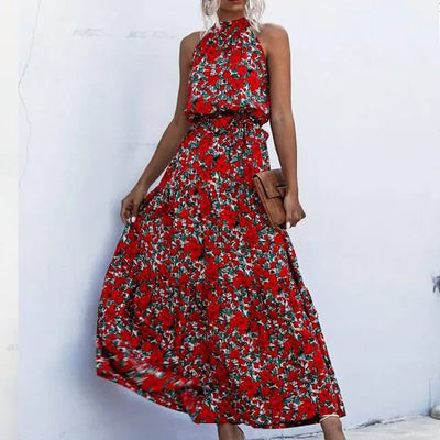 Brenda - Sleeveless round neck printed dress