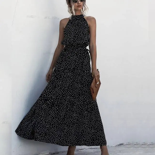 Brenda - Sleeveless round neck printed dress