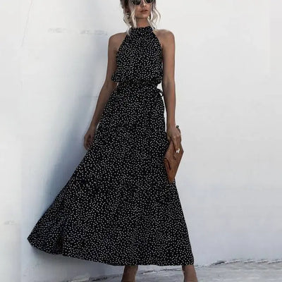 Brenda - Sleeveless round neck printed dress