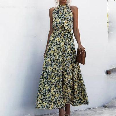 Brenda - Sleeveless round neck printed dress