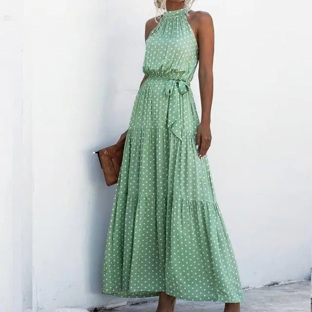 Brenda - Sleeveless round neck printed dress