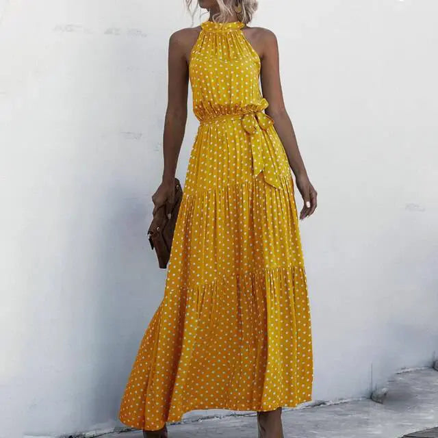 Brenda - Sleeveless round neck printed dress