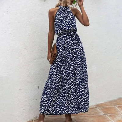 Brenda - Sleeveless round neck printed dress