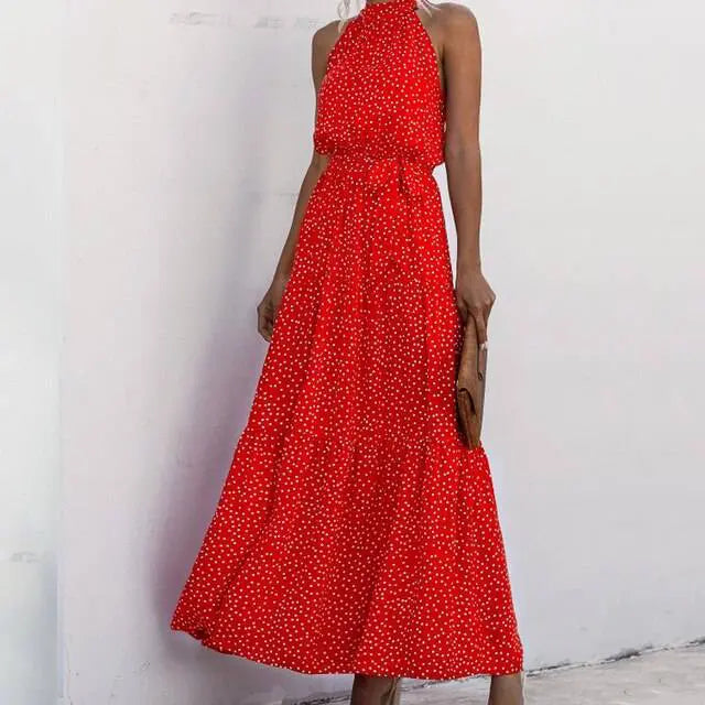 Brenda - Sleeveless round neck printed dress