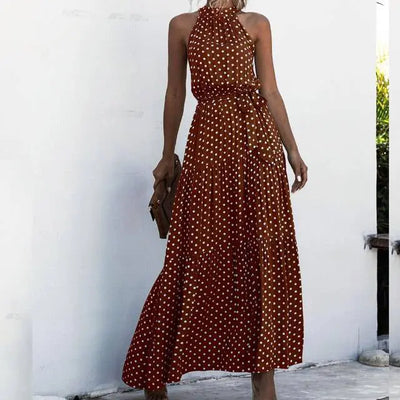 Brenda - Sleeveless round neck printed dress