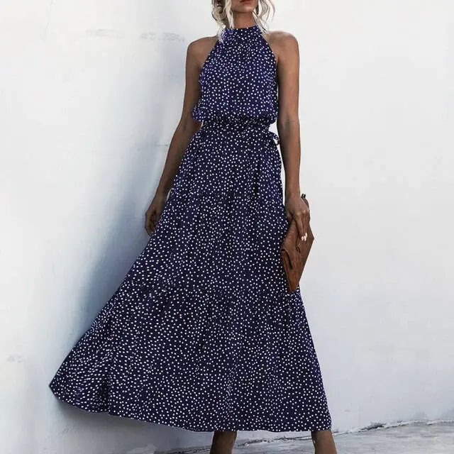 Brenda - Sleeveless round neck printed dress
