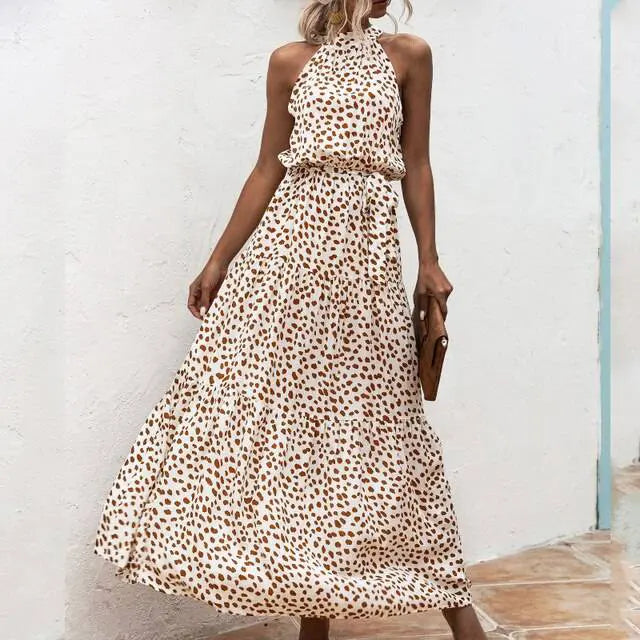 Brenda - Sleeveless round neck printed dress