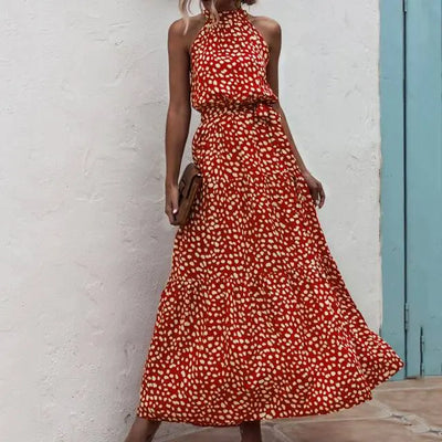 Brenda - Sleeveless round neck printed dress