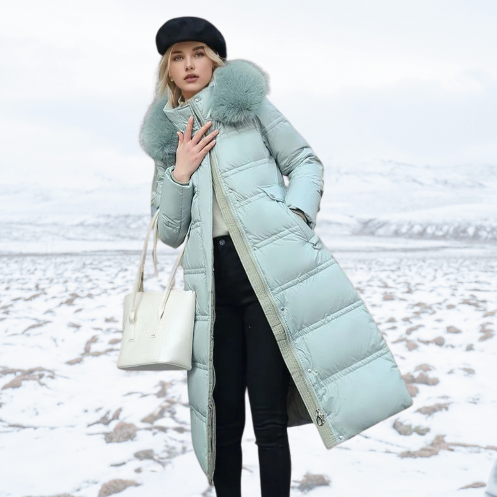 Women's Long Warm Coat with Elegant Hood