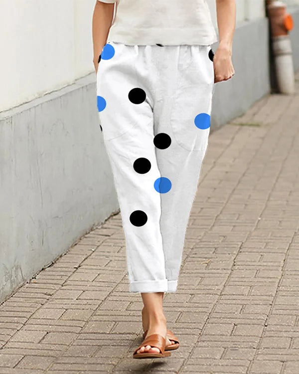 Angela - Loose polka dot print pants