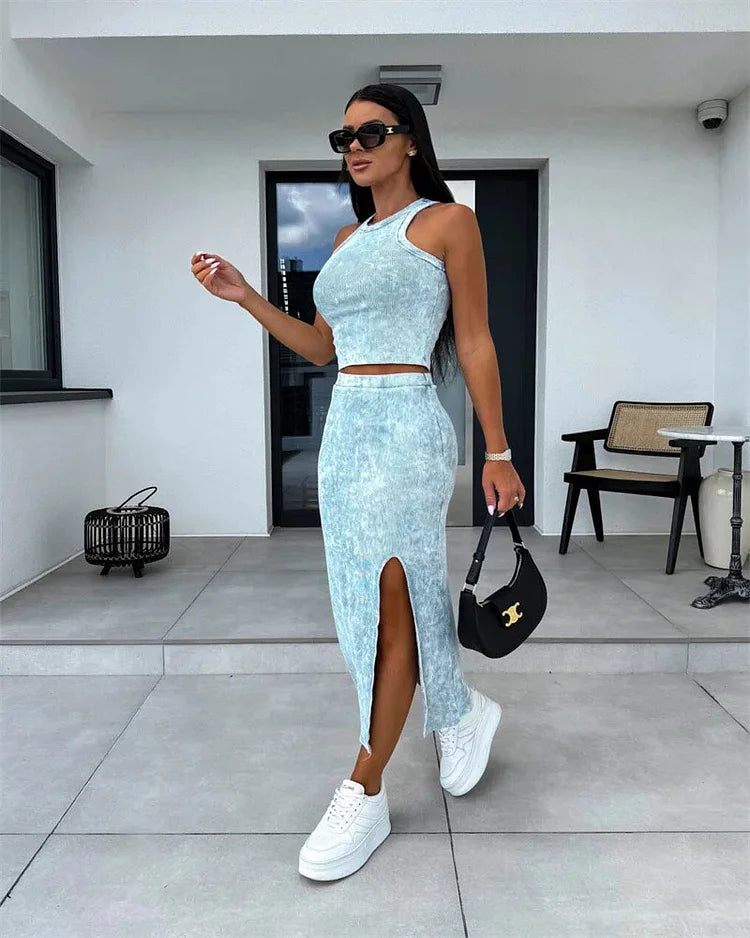 Daniela - Two-piece set in fine plain fabric