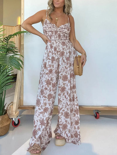 Judith - Floral Strappy Wide Leg Jumpsuit