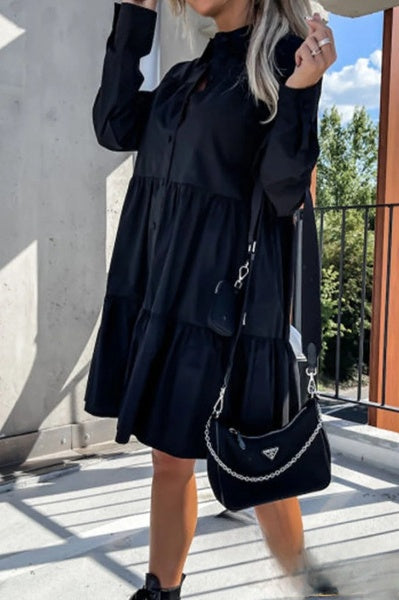 Evelyn Women's Casual Dresses with Fixed Buckle and Turn-Down Collar
