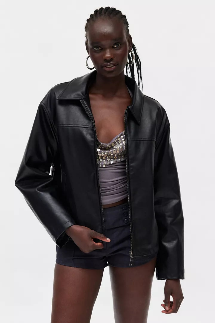 Elegant Women's Jacket - Biker Style Coat