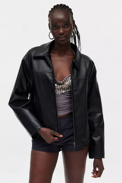 Elegant Women's Jacket - Biker Style Coat