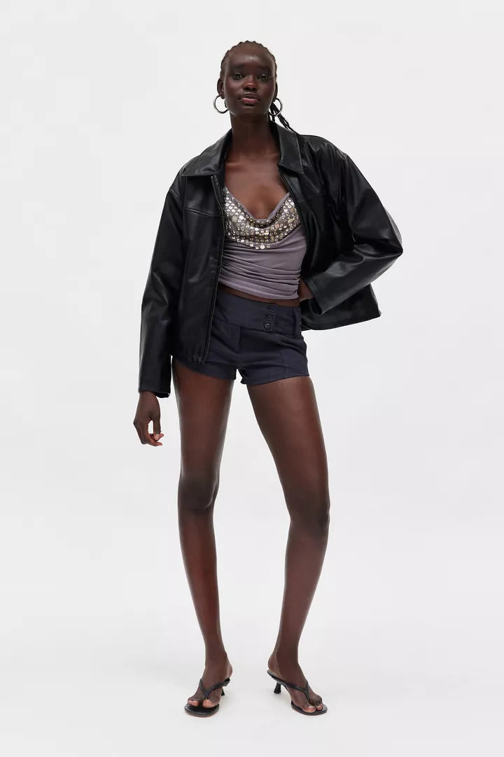 Elegant Women's Jacket - Biker Style Coat