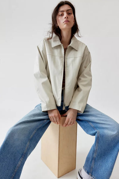 Elegant Women's Jacket - Biker Style Coat