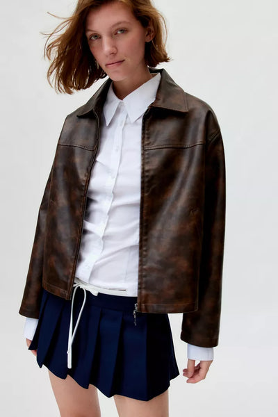 Elegant Women's Jacket - Biker Style Coat