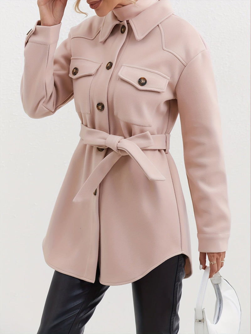 Elegant Women's Coat with Belt and Modern Design