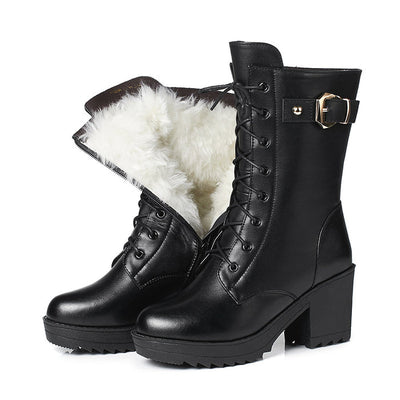 Elegant Women's Ankle Boots with Heel and Unique Lace-Up Design