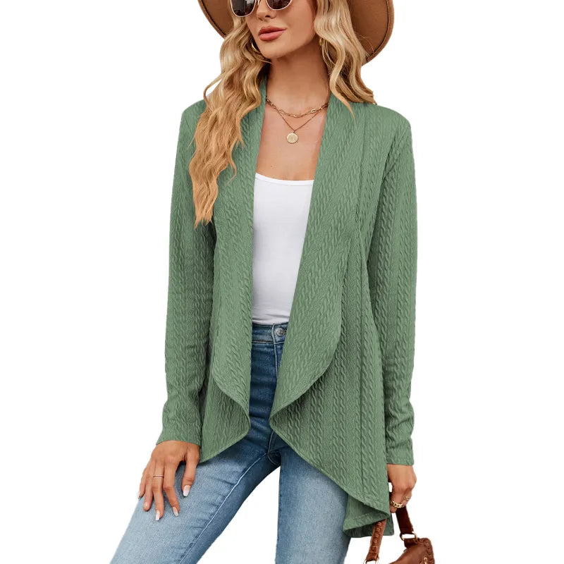 Colette - Elegant soft knit cardigan with lapel and open knit