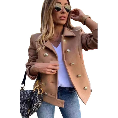 Elegant long jacket with button closure