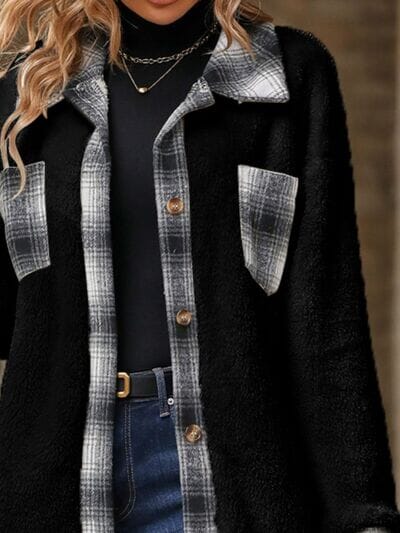 Coat with contrasting checks and dropped shoulders