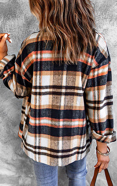 Cozy Plaid Jacket with Buttons and Pockets