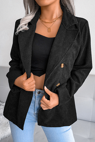Solid Color Casual Jacket with Buckle and Dropped Neck for Modern Style