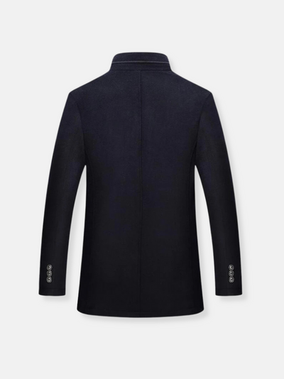 Elegant coat with high collar and button design