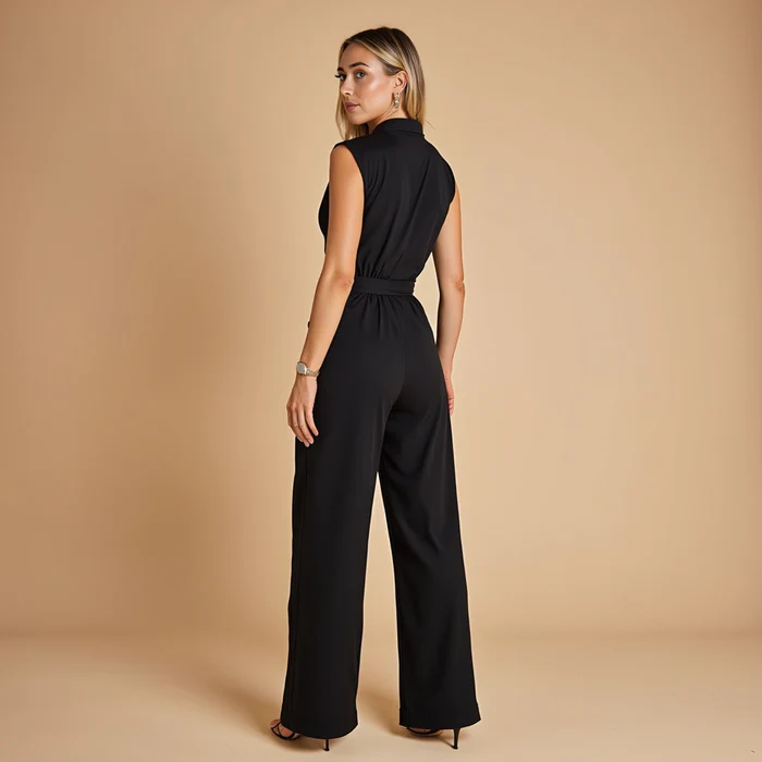 Sleeveless belted jumpsuit for a modern and versatile style