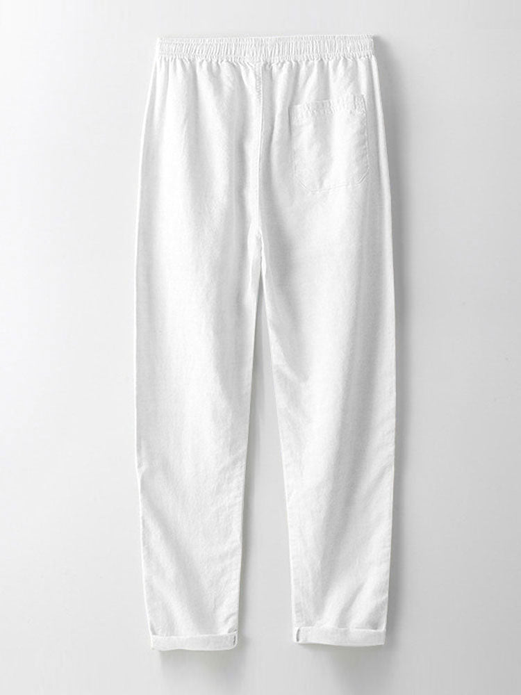 Men's set with short-sleeved mandarin collar shirt and casual straight-leg trousers