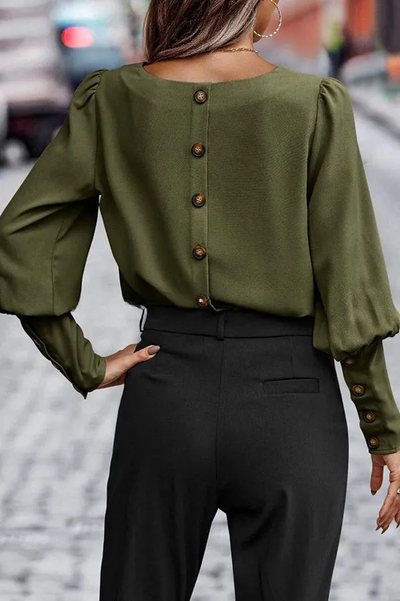 Lucia - Casual Long-Sleeved Button-Back Top