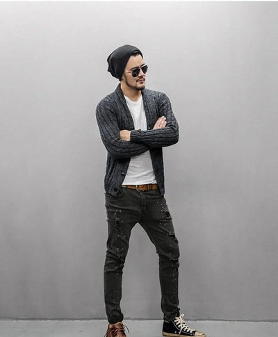 Stylish Men's Long Sleeve Cardigan Sweater Jacket