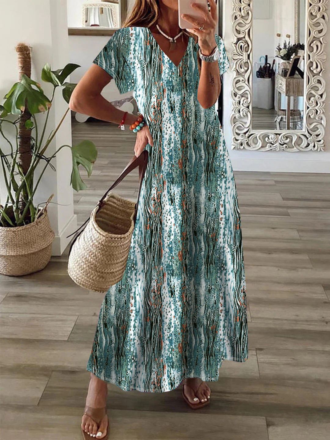 Andrea - Simian Women's Fashion Print Big Hem Dress