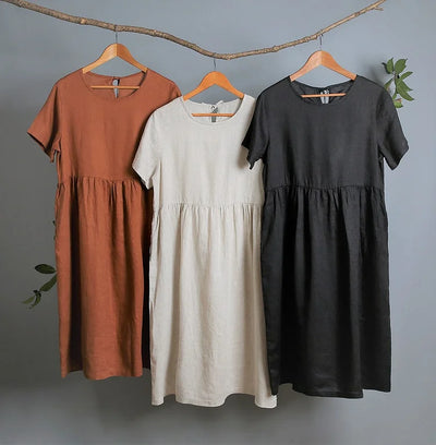 Ainara - Women's Loose Long Pure Linen Dresses Casual Summer Outfits